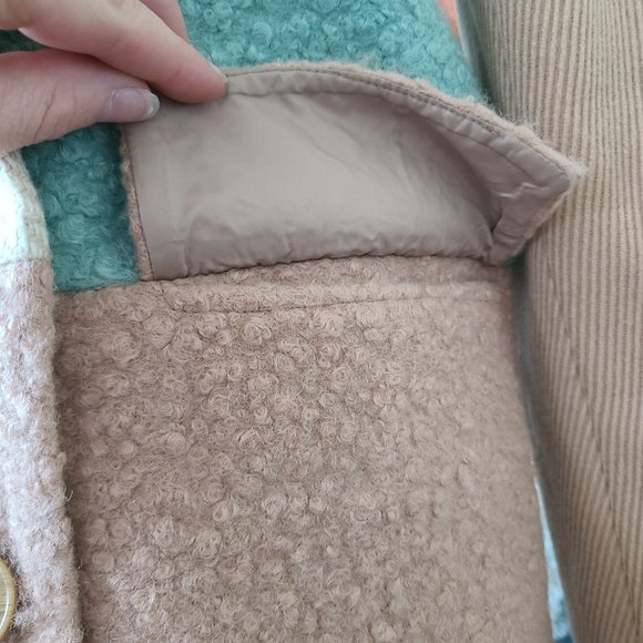 English Factory Turquoise and Tan Full Length Coat - Picture 8 of 16